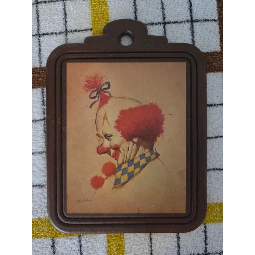 Vintage John Nelson Clown Wall Plaques Set of 4 Circus Decor Mid Century Art